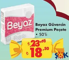BEYAZ GÜVERCİN PREMİUM PEÇETE 50'Lİ BEYAZ GÜVERCİN PREMİUM PEÇETE 50'Lİ
